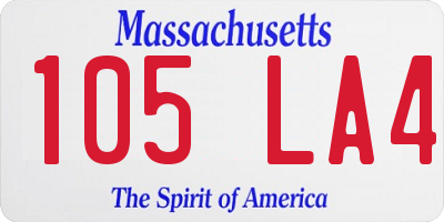 MA license plate 105LA4