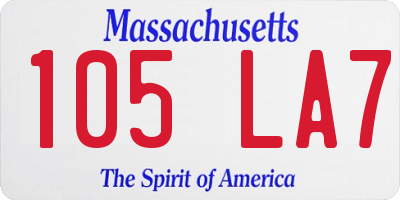 MA license plate 105LA7