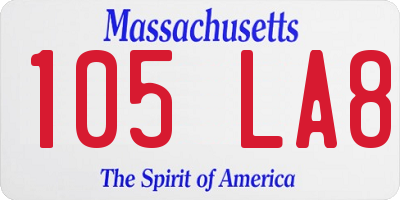 MA license plate 105LA8