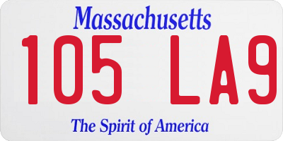 MA license plate 105LA9