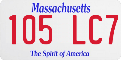 MA license plate 105LC7