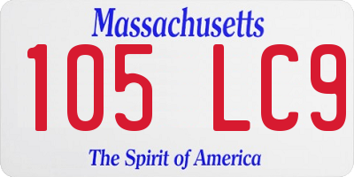 MA license plate 105LC9