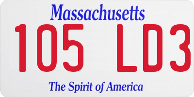 MA license plate 105LD3