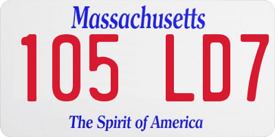 MA license plate 105LD7