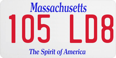 MA license plate 105LD8