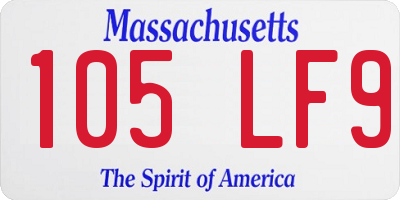 MA license plate 105LF9