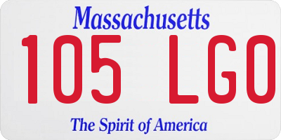 MA license plate 105LG0