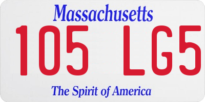 MA license plate 105LG5