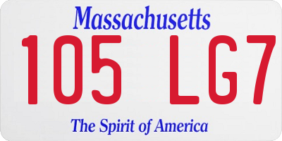 MA license plate 105LG7