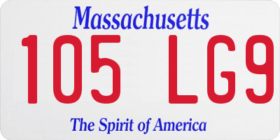 MA license plate 105LG9