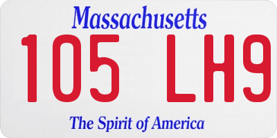 MA license plate 105LH9