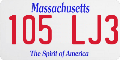 MA license plate 105LJ3