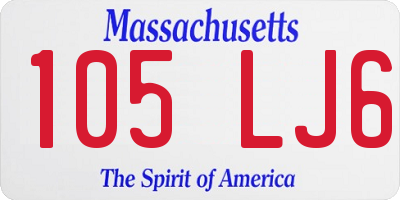 MA license plate 105LJ6