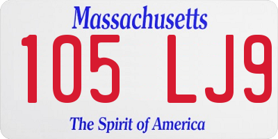 MA license plate 105LJ9