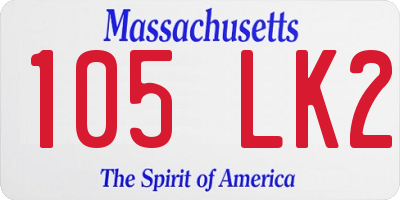 MA license plate 105LK2