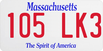 MA license plate 105LK3