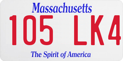 MA license plate 105LK4