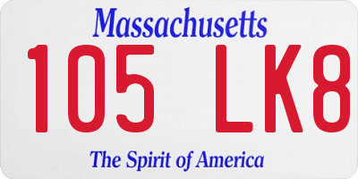 MA license plate 105LK8