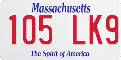 MA license plate 105LK9