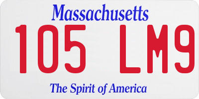 MA license plate 105LM9