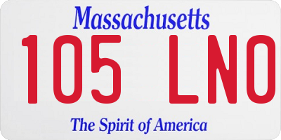 MA license plate 105LN0