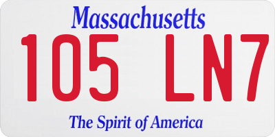 MA license plate 105LN7