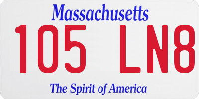 MA license plate 105LN8