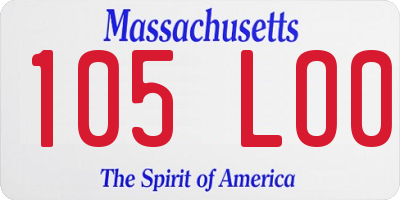 MA license plate 105LO0