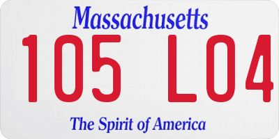 MA license plate 105LO4