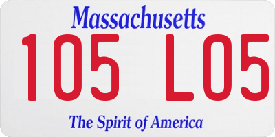 MA license plate 105LO5