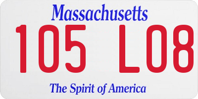 MA license plate 105LO8