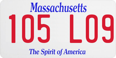 MA license plate 105LO9