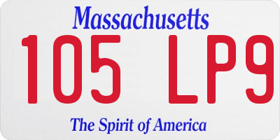 MA license plate 105LP9