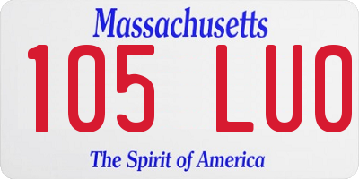 MA license plate 105LU0
