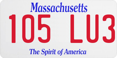 MA license plate 105LU3
