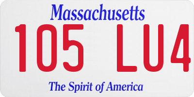 MA license plate 105LU4