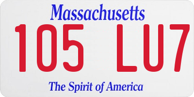 MA license plate 105LU7