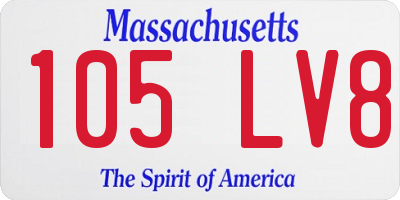MA license plate 105LV8