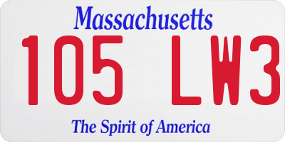 MA license plate 105LW3