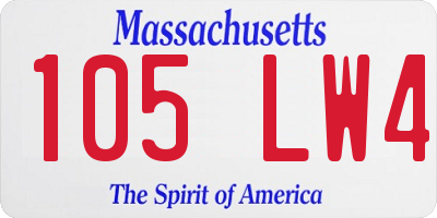 MA license plate 105LW4