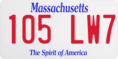 MA license plate 105LW7