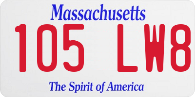 MA license plate 105LW8