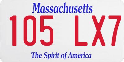 MA license plate 105LX7