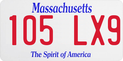 MA license plate 105LX9