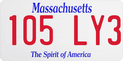 MA license plate 105LY3