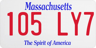 MA license plate 105LY7