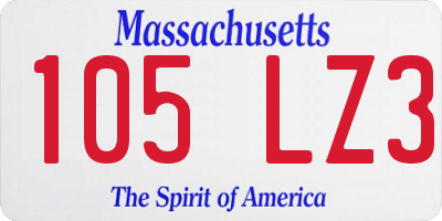 MA license plate 105LZ3