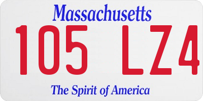 MA license plate 105LZ4