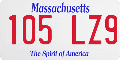 MA license plate 105LZ9