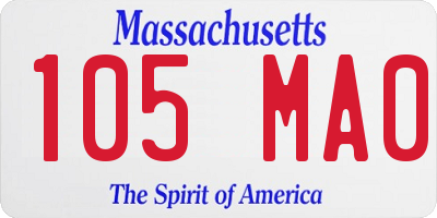 MA license plate 105MA0